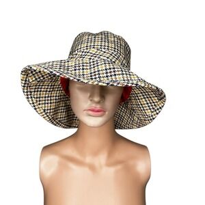 THE GAP  M/L ‎ Houndstooth Brown Multi Color Tweed Woven Lined Bucket Hat Cap